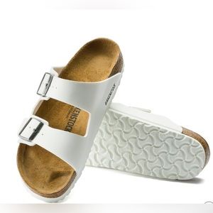 Women’s BIRKENSTOCK ARIZONA BIRKO-FLOR- white leather size (39)& US 8